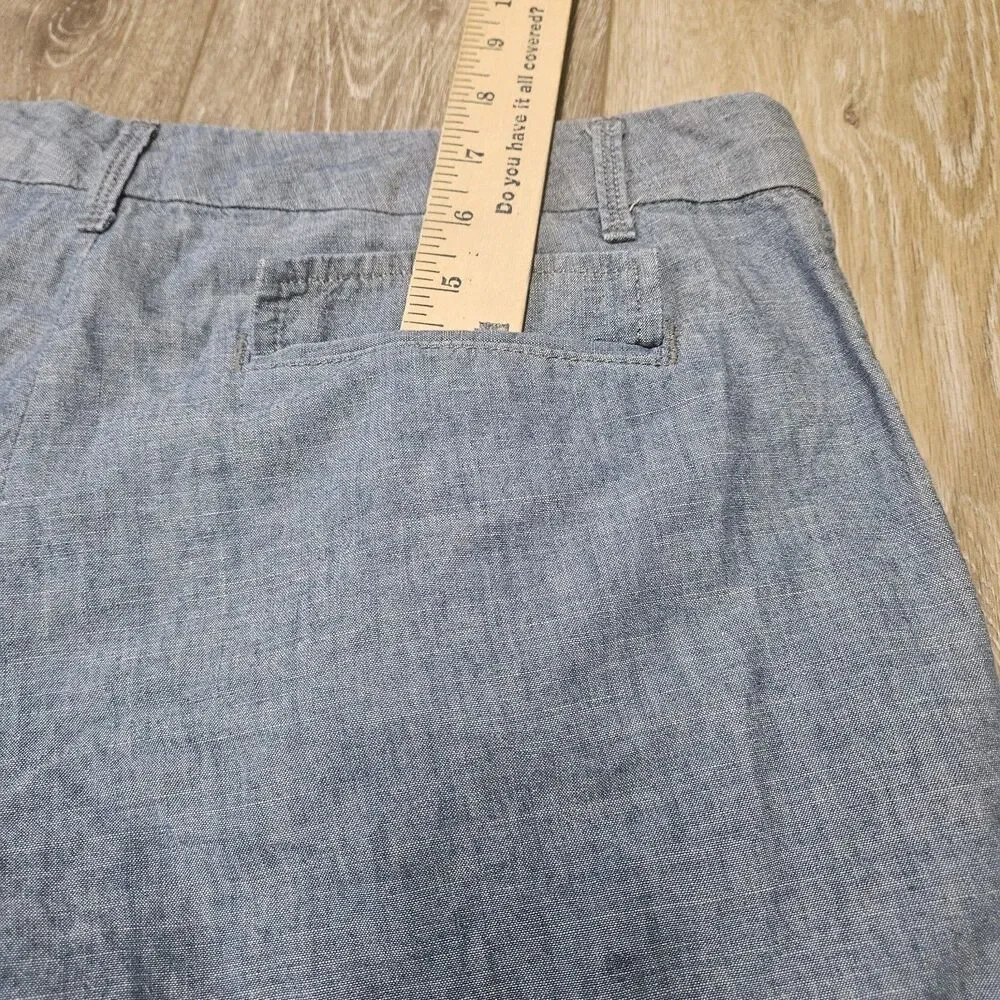 Banana Republic Blue Chambray Cotton Chino Shorts Pockets Women's 6 Classic